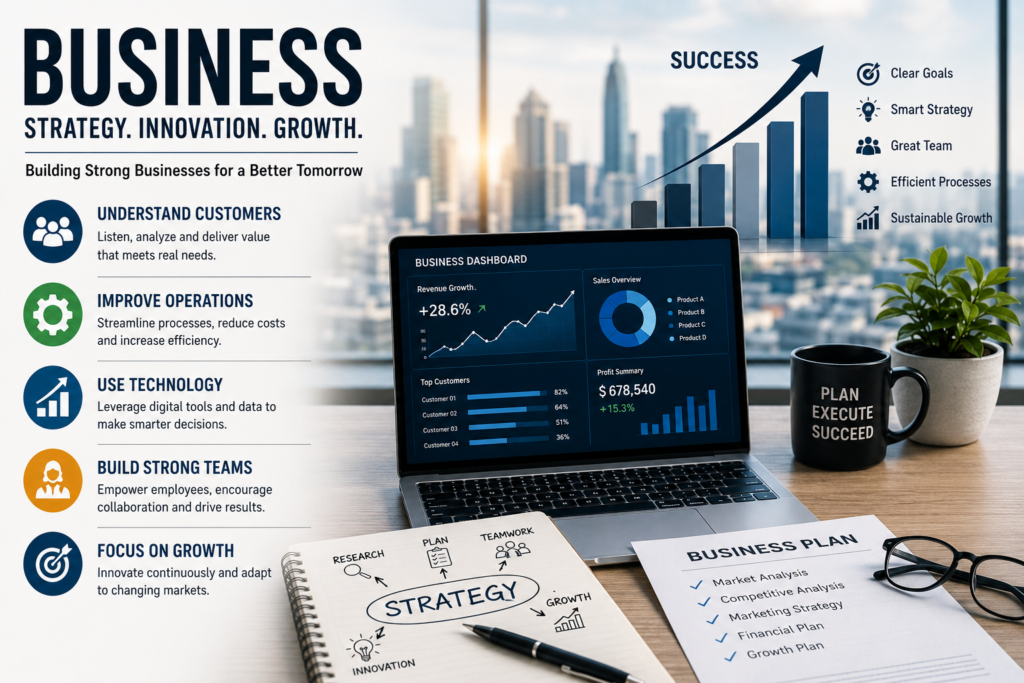 Business strategy and leadership helping companies build competitive advantage and sustainable growth