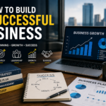Business professionals planning growth strategy in a modern office