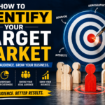 Entrepreneur identifying a target market using customer research and market analysis