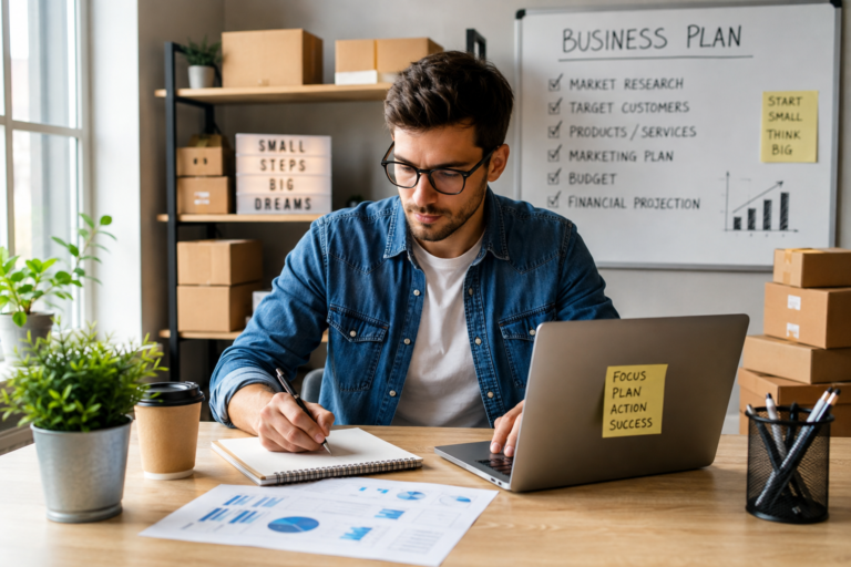 Entrepreneur starting a small business with limited money